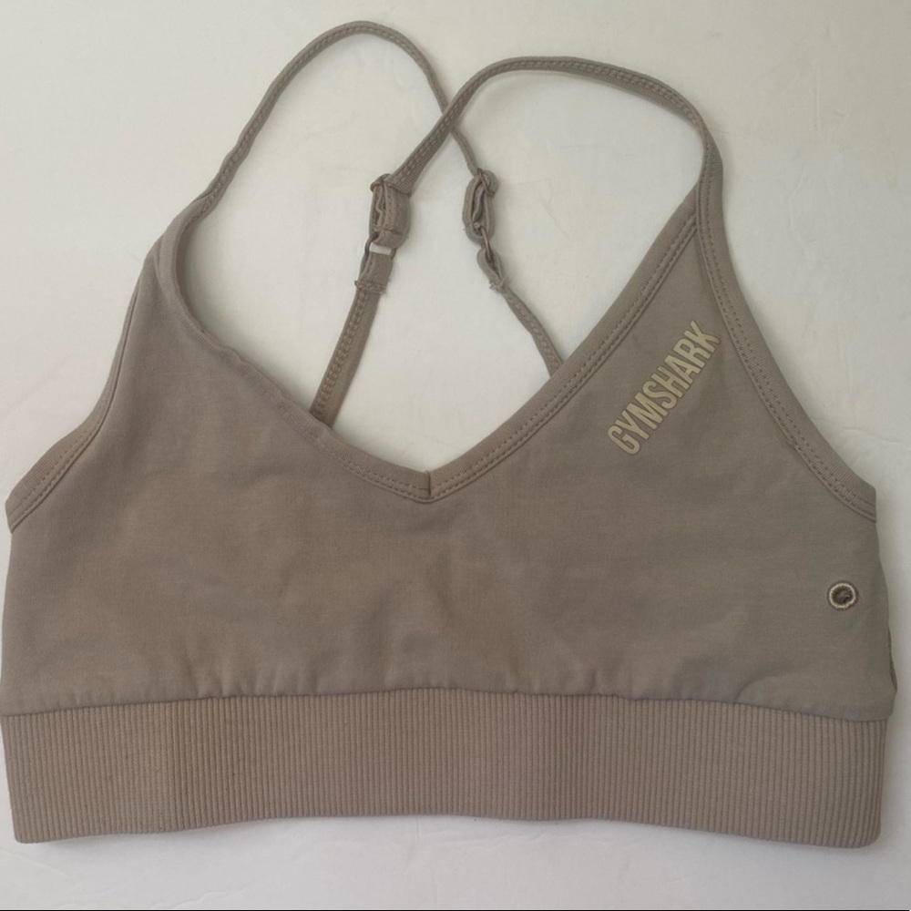 Gymshark Beige Racerback Criss Cross Bra Size XS